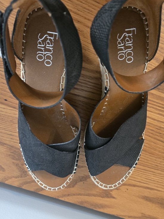 Franco Sarto Shoes - Franco Sarto Black Crisscross Espadrille Wedge Sandals - Size 10